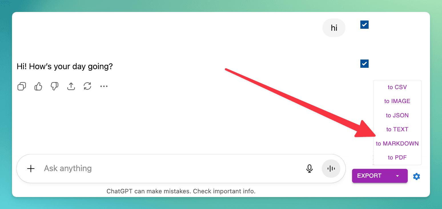 Opzioni Formato Esportazione