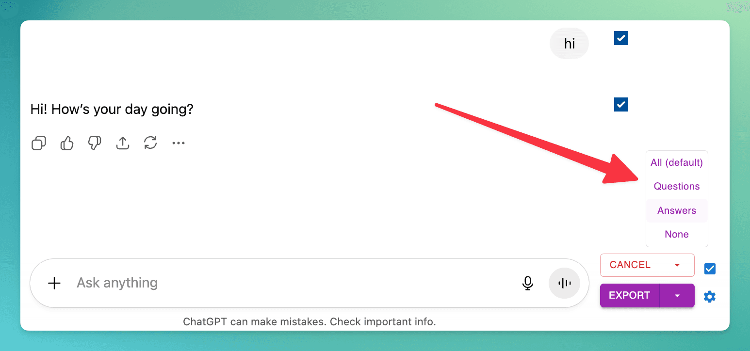 Opzioni di Selezione Messaggi